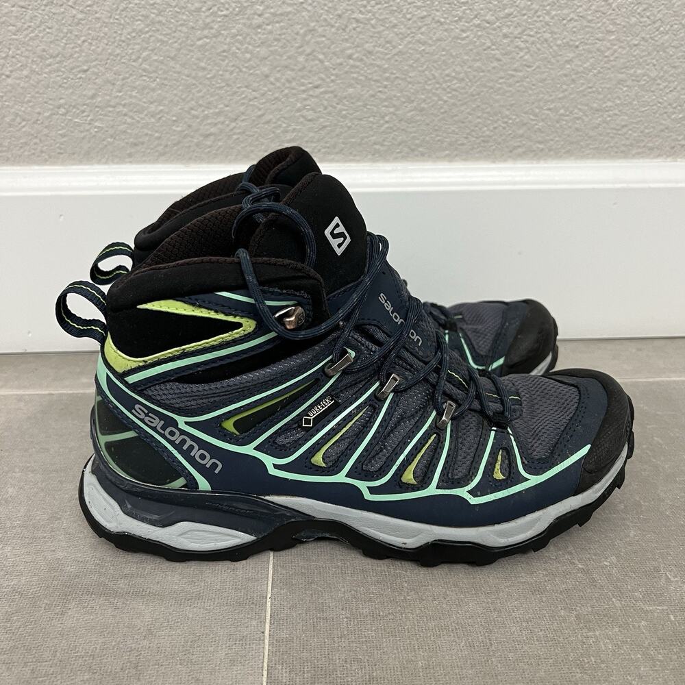 Salomon Womens X Ultra Mid II Womens 7.5 Blue GTX Hiking Waterproof Shoes